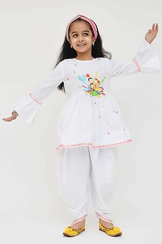 white cotton dhoti set for girls