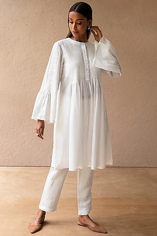 white cotton flared tunic
