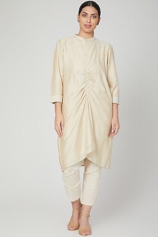 white cotton silk kurta set for girls