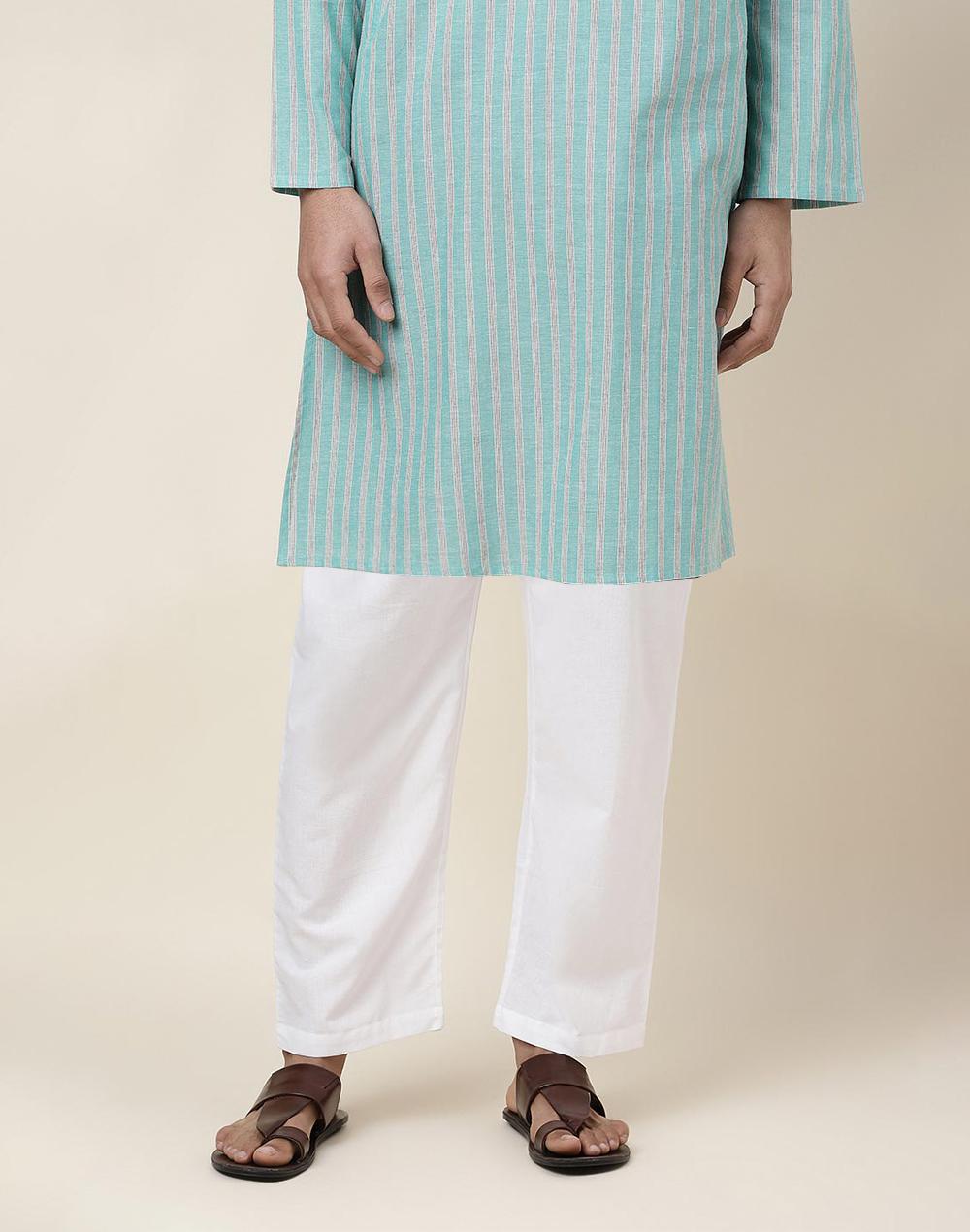 white cotton straight leg pyjama with elasticated waist