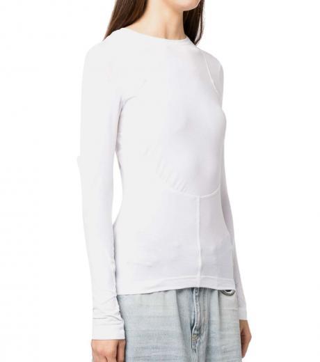white cut-out crew-neck top
