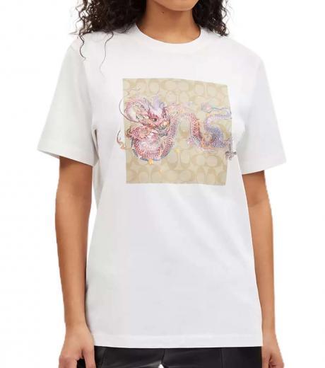 white dragon print signature t-shirt