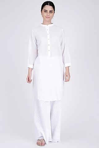 white embellished kurta set