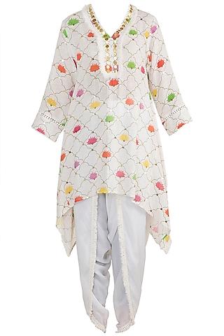 white-embellished-printed-tunic-with-dhoti-pants