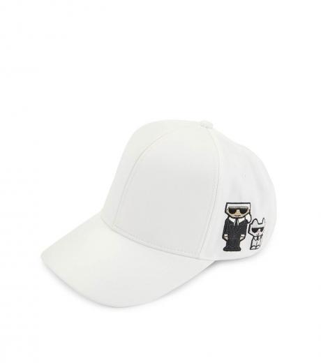 white embroidered baseball cap