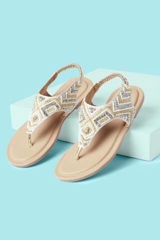 white embroidered casual girls sandals