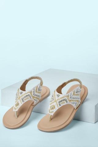 white embroidered casual girls sandals