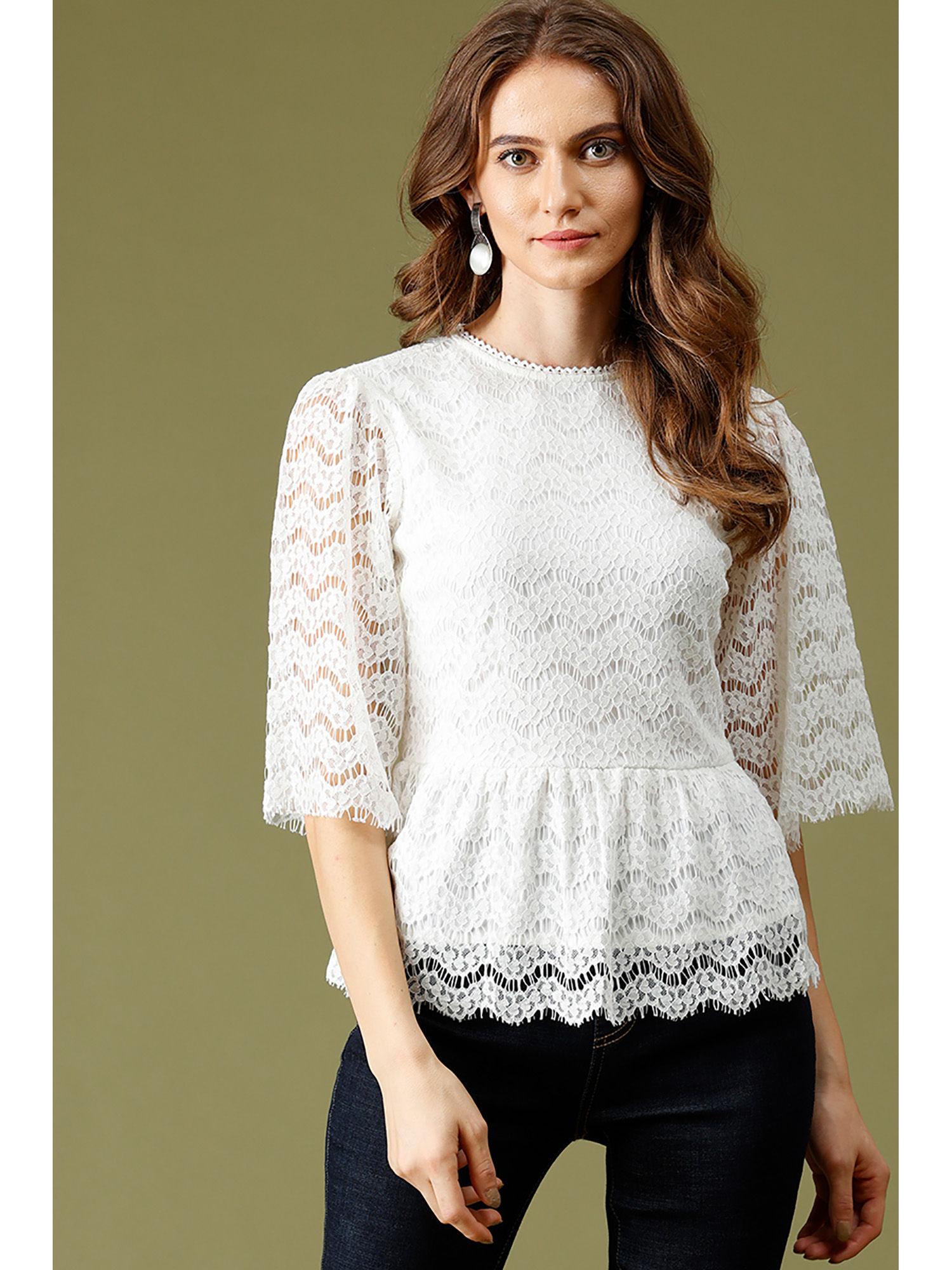 white fashion net fabric blouse