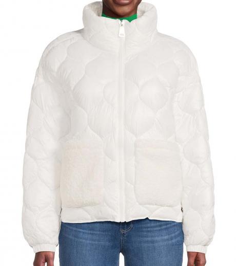 white faux fur trim puffer jacket