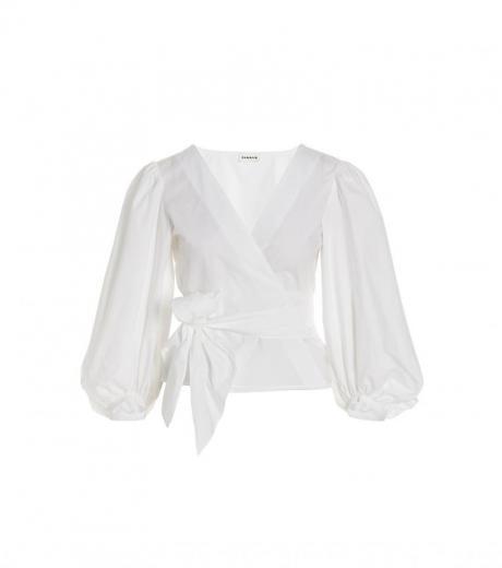 white front crossover blouse