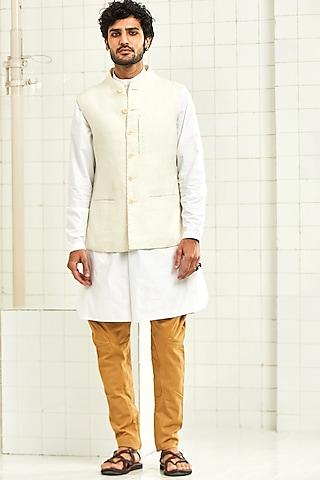 white handloom cotton waistcoat