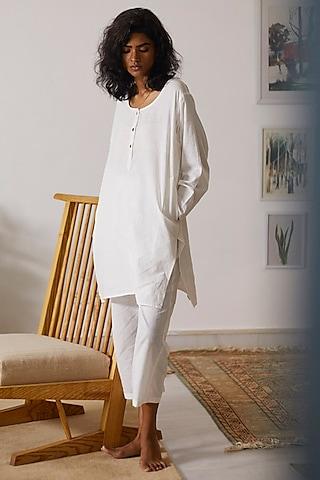 white handloom khadi kurta set
