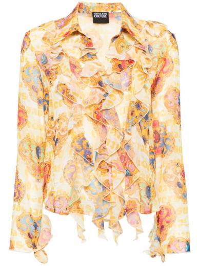 white heart couture print blouse