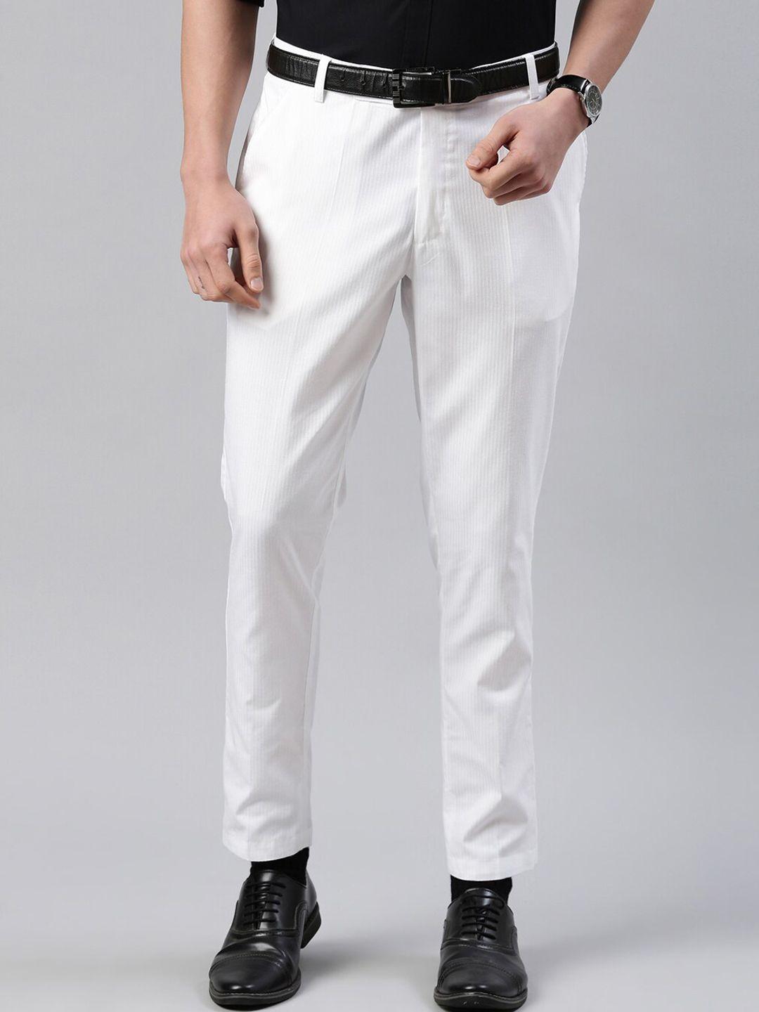 white heart men white slim fit formal trousers