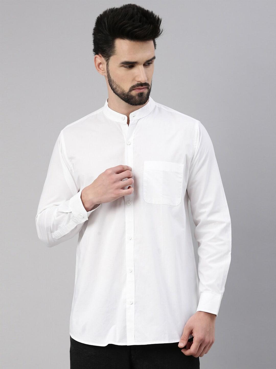 white heart men white solid casual shirt