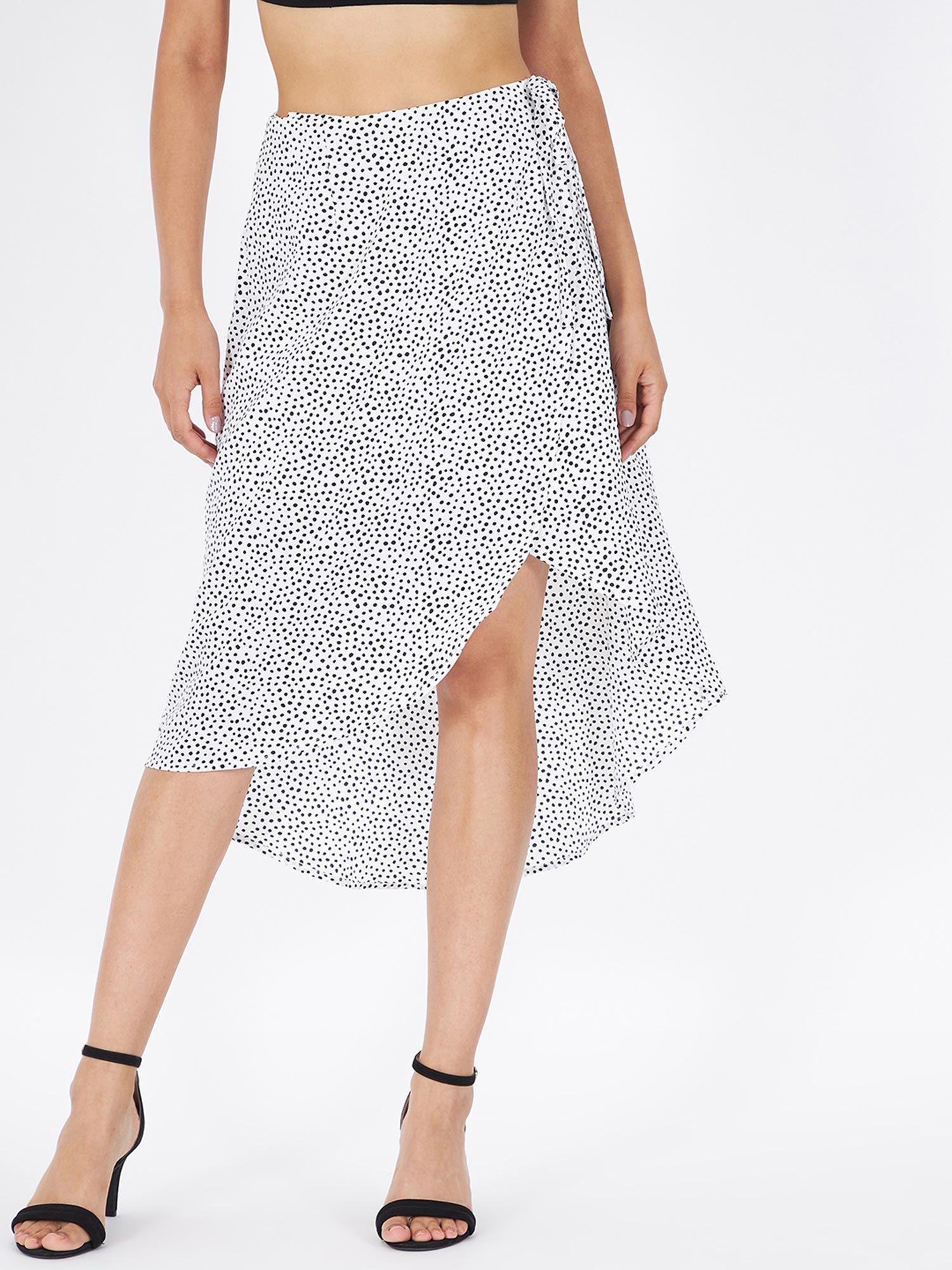 white high low polyester skirt