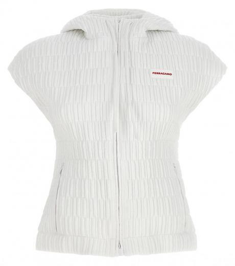 white hooded vest