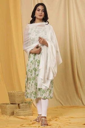 white kota embroidered dupatta with lace