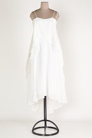 white layered midi dress