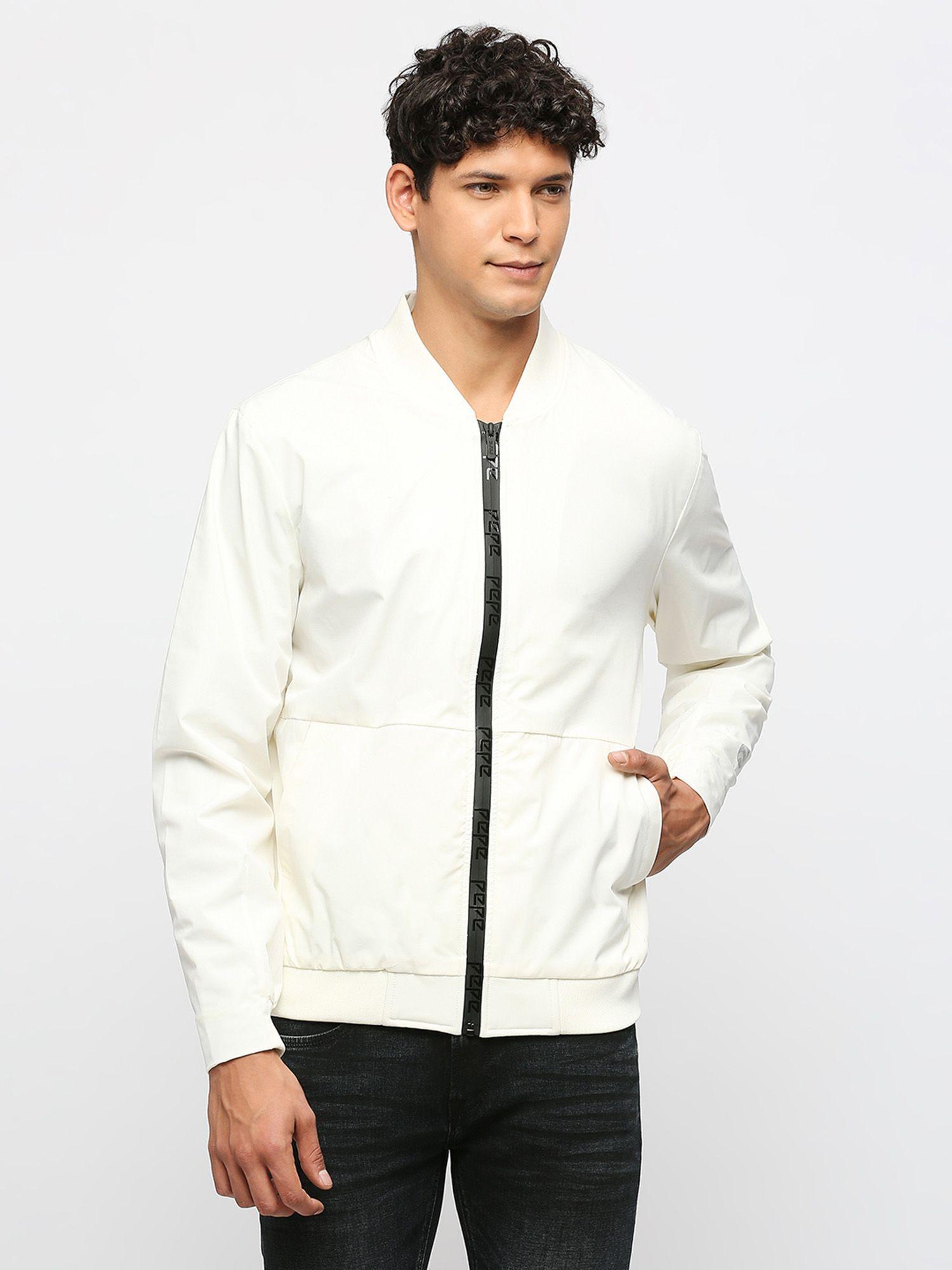 white lightweight cut sew jacket