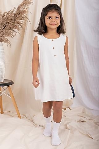 white linen & lyocell dress for girls
