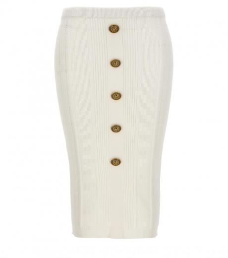 white logo button midi skirt