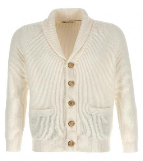 white logo buttons cardigan