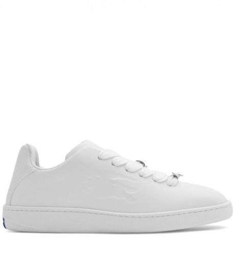 white logo leather sneakers