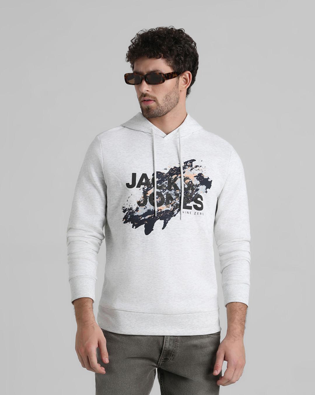 white logo print hooded sweatshirt