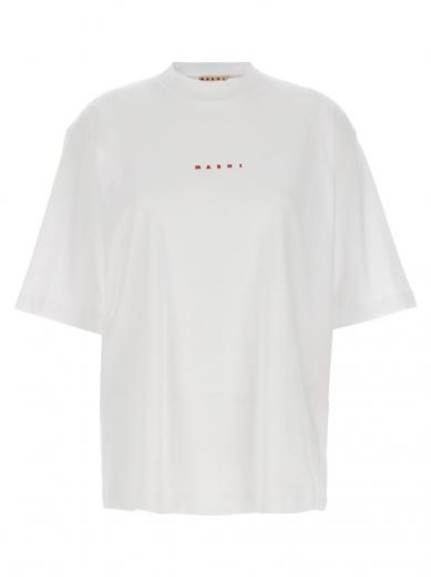 white logo print t-shirt
