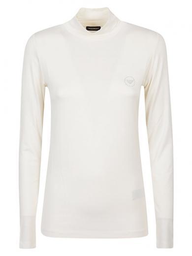 white logo turtle-neck sweater