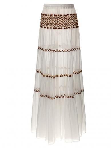 white long embroidery skirt