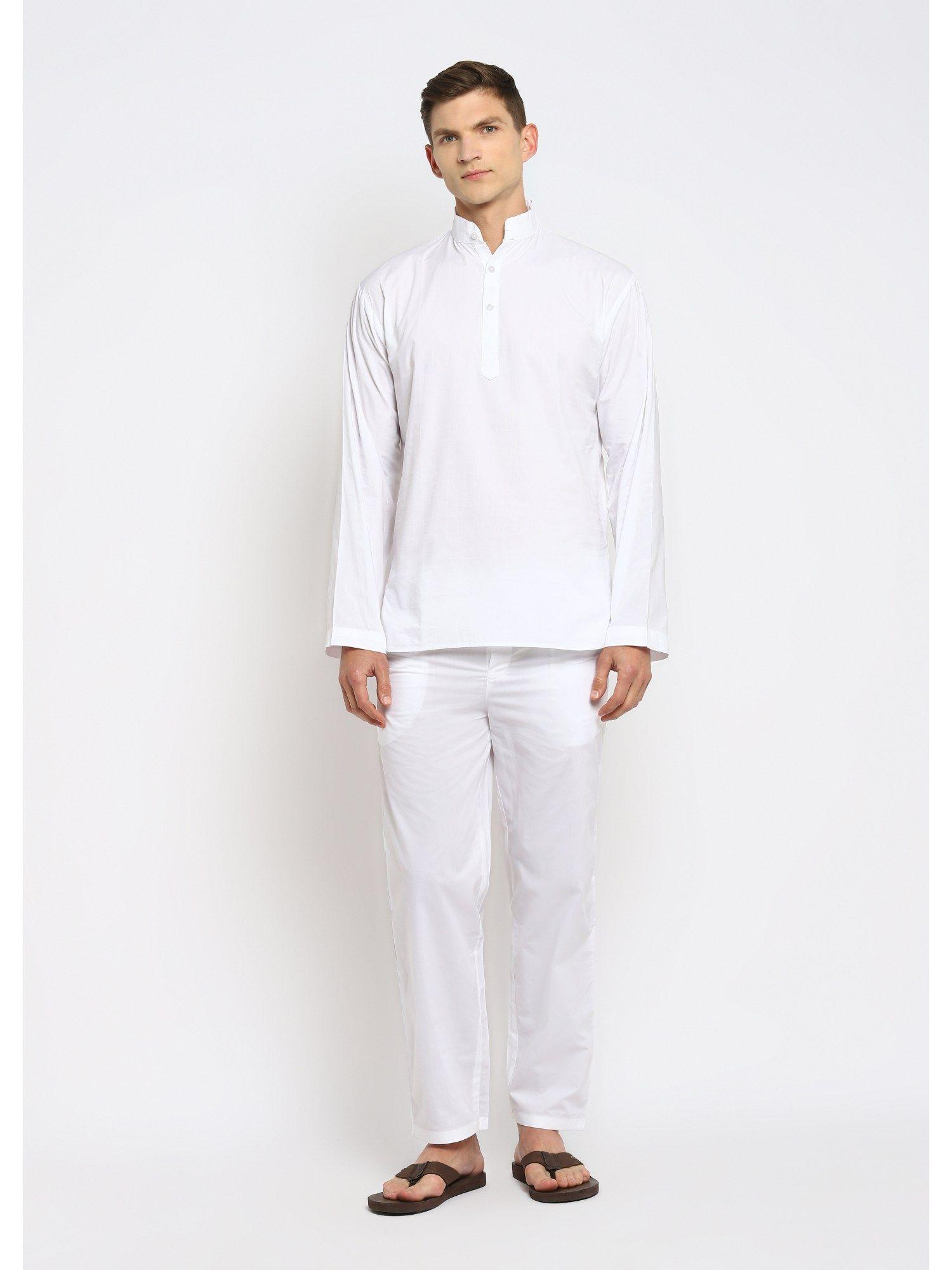 white long sleeve men night suit (set of 2)