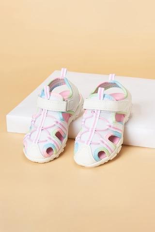 white mesh and pu upper casual girls sandals