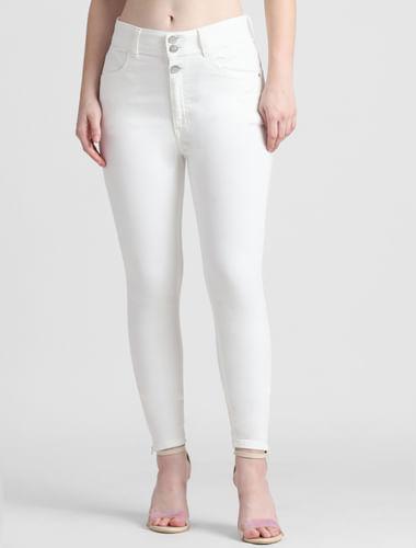 white mid rise skinny fit jeans