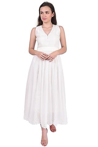 white midi dress with lace for girls