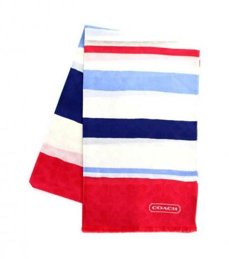white multi color stripe signature scarf