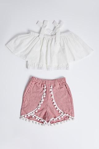 white-off-shoulder-top-with-red-shorts-for-girls