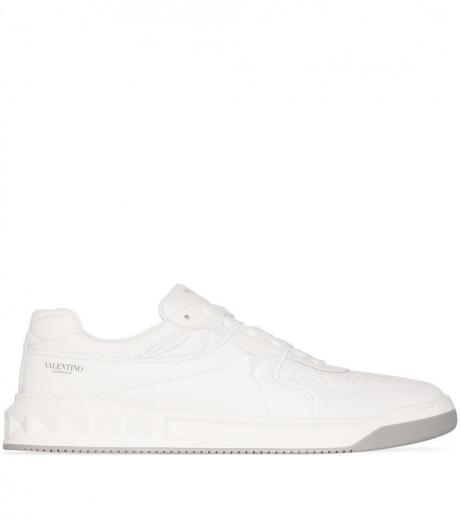 white one stud leather sneakers