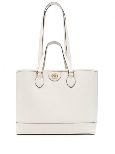 white ophidia leather tote bag