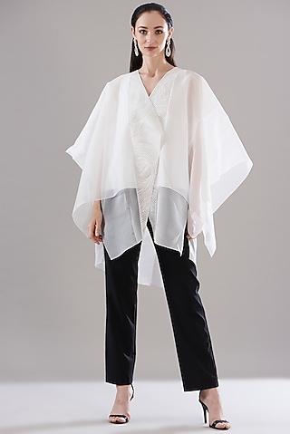 white organza overlapped kimono top