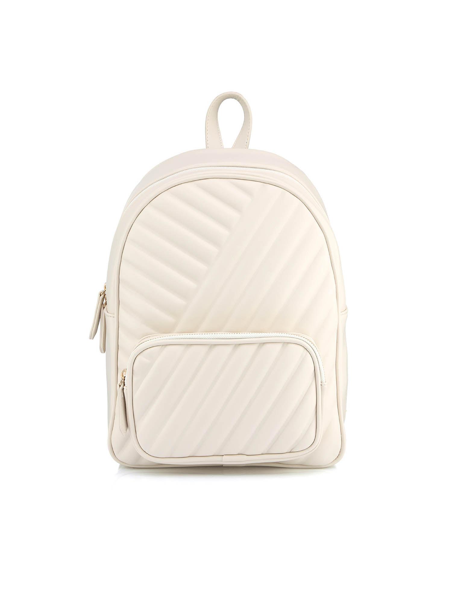 white patterned backpack