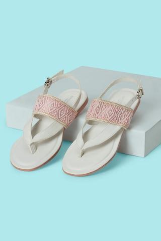 white patterned casual girls sandals
