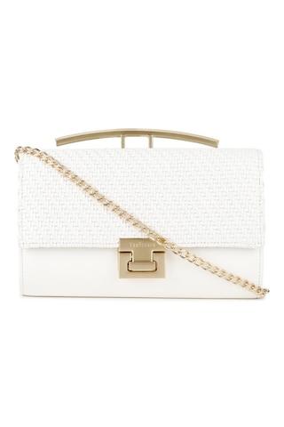 white patterned casual pv women clutch