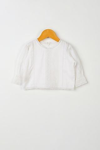 white pintuck top for girls