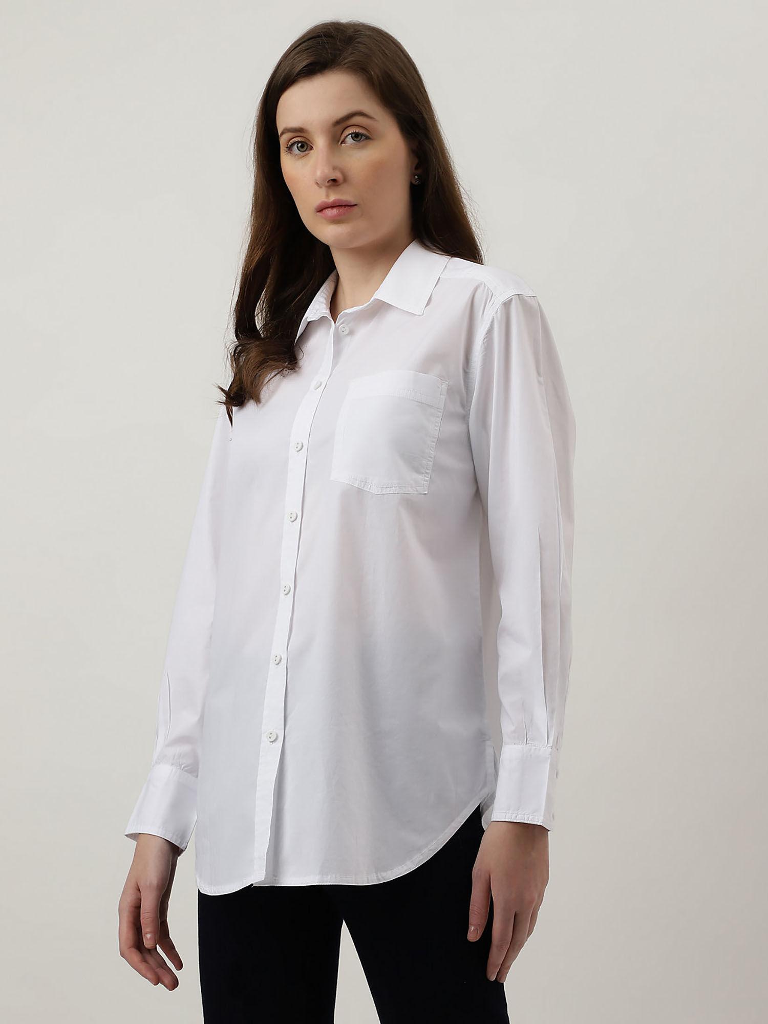 white plain regular fit shirt