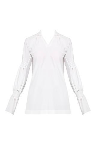 white pleated tunic top
