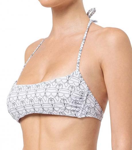 white printed bikini top
