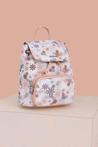 white printeded casual polyester pu women backpack