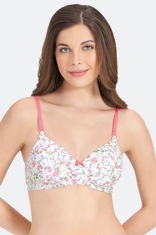 white printeded women comfort fit bra